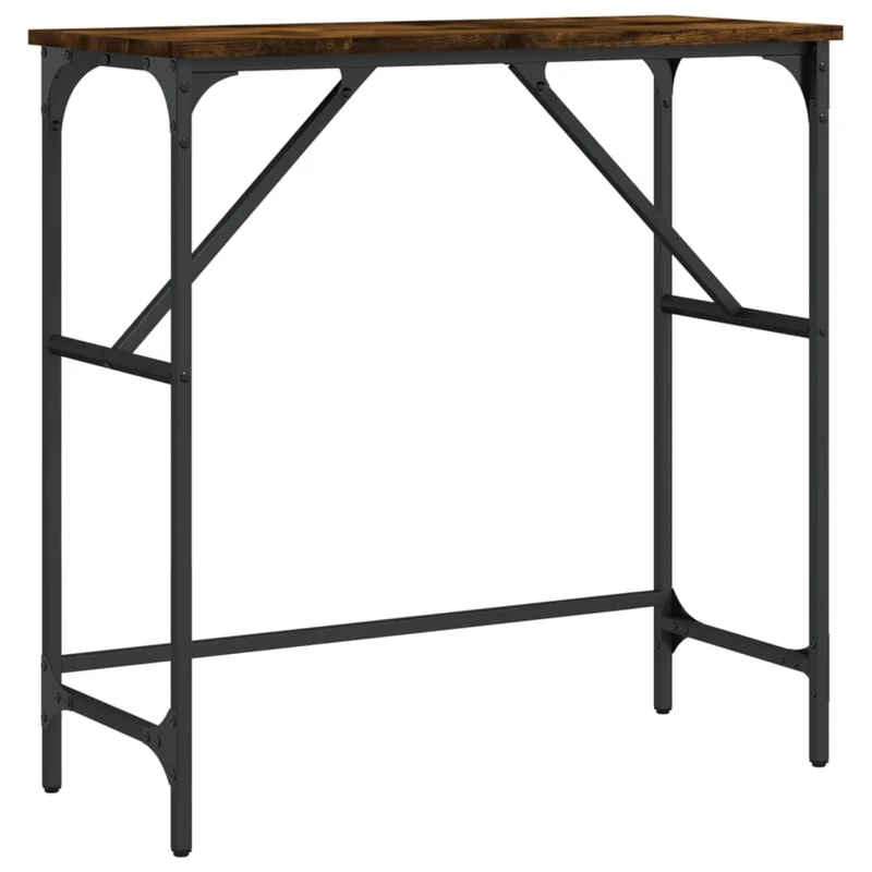 Table console rectangulaire style industriel – chêne fumé et métal noir 75 x 32 x 75 cm DEC031809