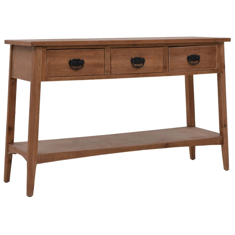 Table console avec 3 tiroirs et 1 étagère 126 x 40 x 77,5 cm bois de sapin massif MDF et acier DEC031744