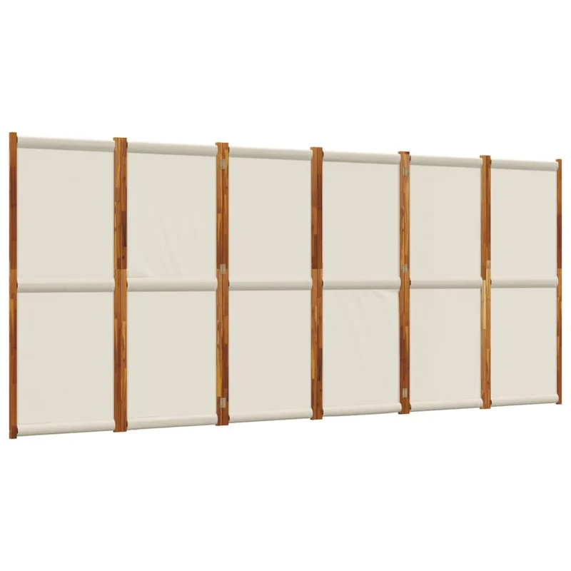 Paravent cloison de séparation pliable en bois d’acacia 420 x 180 cm – gris clair – intérieur & extérieur DEC031075
