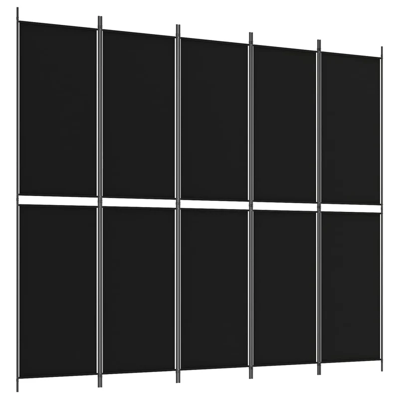 Cloison de séparation pliable noire design contemporain – tissu et métal – 250 × 220 cm DEC031016
