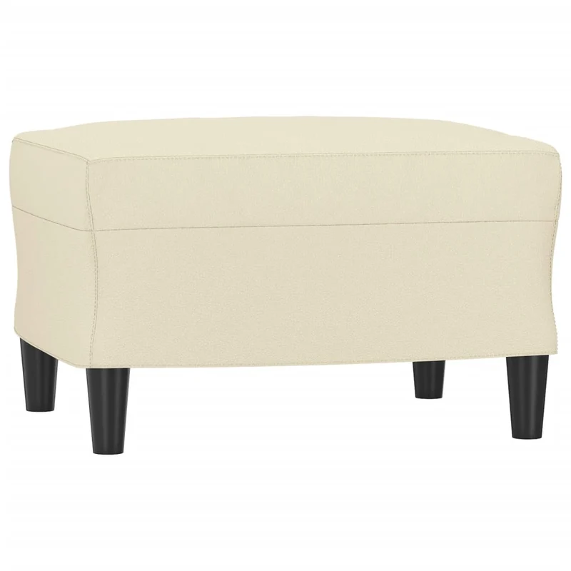 Repose-pieds rectangulaire moderne en similicuir crème élégant 60 × 50 cm DEC030138