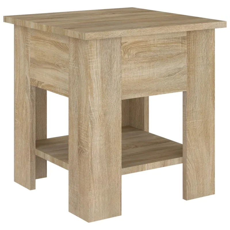 Petite table basse table d'appoint chevet avec étagère 40 x 40 x 42 cm bois d'ingénierie couleur chêne DEC038930