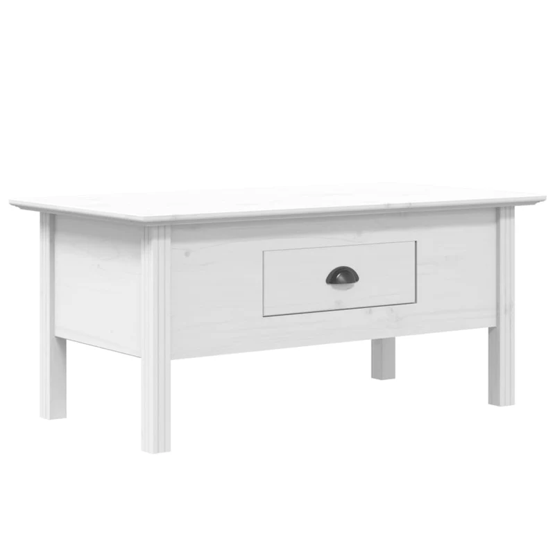 Table basse avec tiroir design moderne et contemporaine 100 x 55 x 46 cm bois de pin et MDF blanc DEC038211