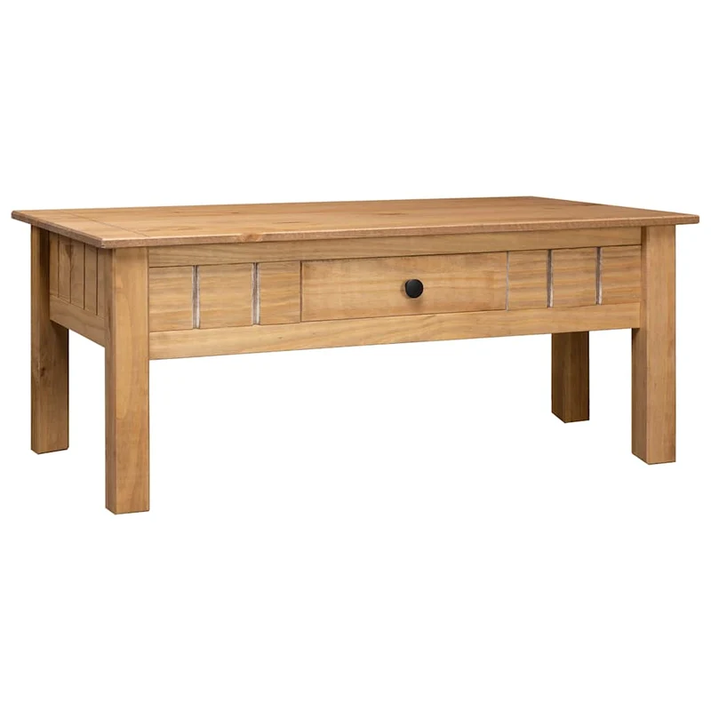 Table basse de salon avec tiroir design rustique 100 x 60 x 45 cm bois de pin massif DEC036965