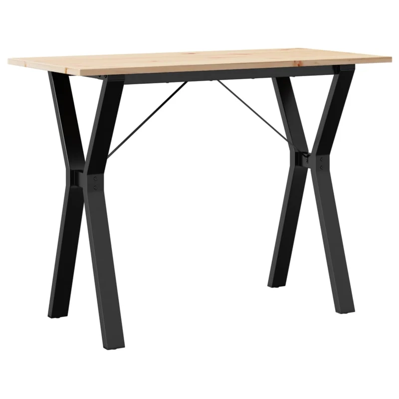 Table de salle à manger design idustriel cadre en y 100 x 50 x 75 cm bois de pin massif acier brun DEC036822