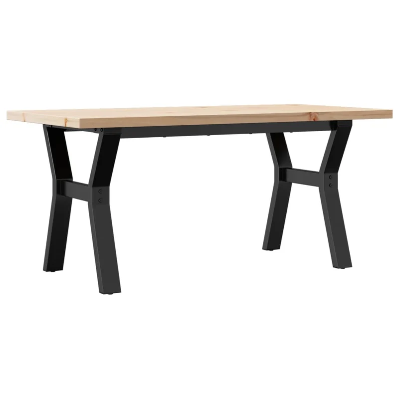 Table basse rectangulaire style industriel cadre en y 100 x 50 x 45,5 cm bois de pin acier brun DEC036278