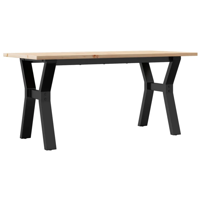 Table basse rectangulaire style industriel cadre en y 100 x 50 x 45 cm bois de pin et acier brun DEC036277