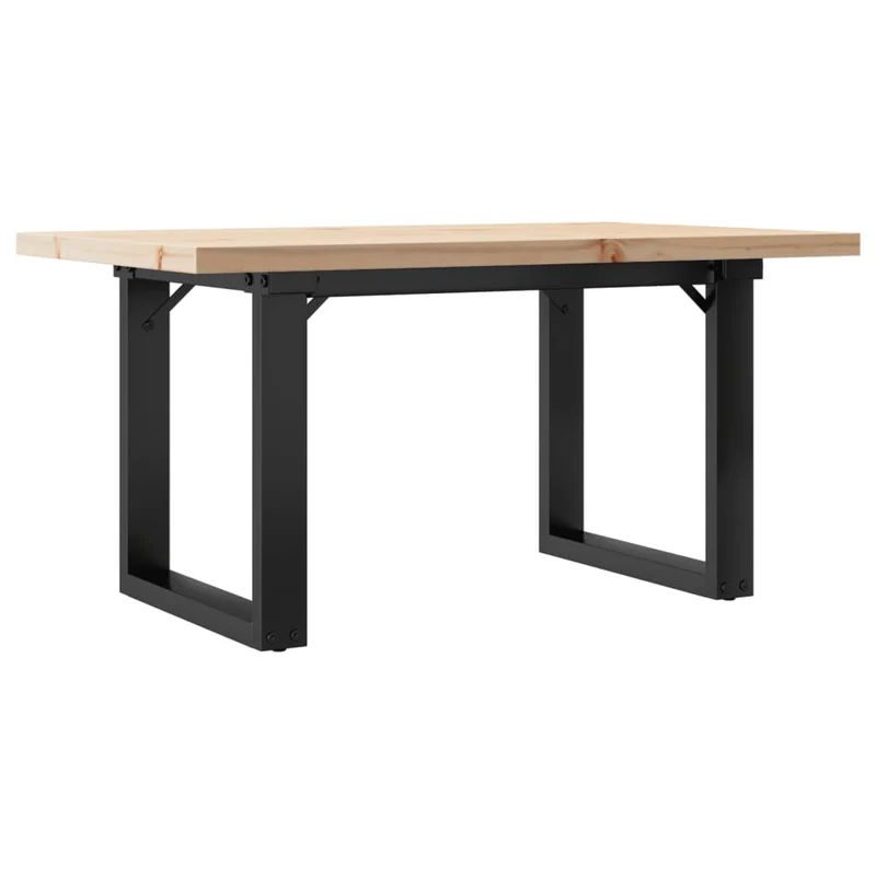 Table basse rectangulaire style industriel cadre en o 80 x 50 x 40,5cm bois de pin et acier brun DEC036248