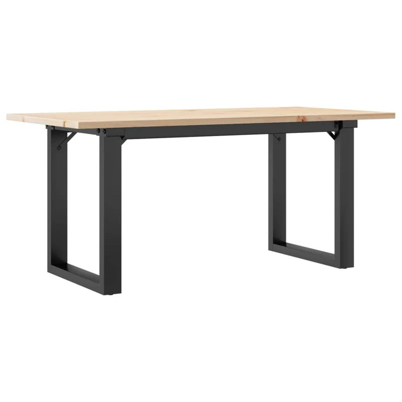 Table basse rectangulaire style industriel 100 x 50 x 45 cm bois de pin massif et acier DEC036233