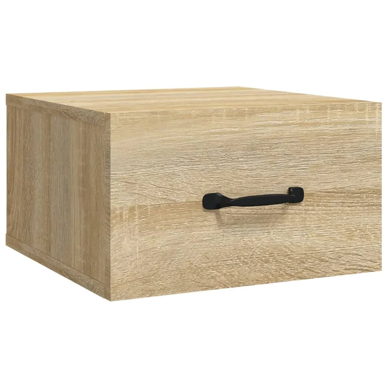 Table de chevet murale avec tiroir 35 x 35 x 20 cm bois d'ingénierie couleur chêne DEC034282