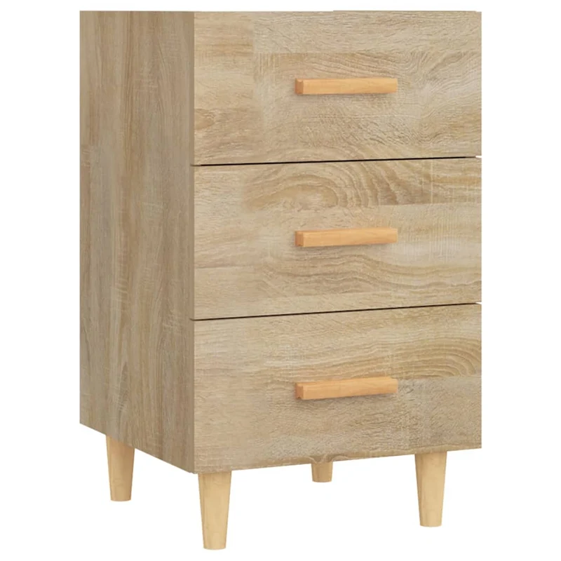 Table de chevet avec 3 tiroirs 40 x 40 x 66 cm bois d'ingénierie couleur chêne DEC033864