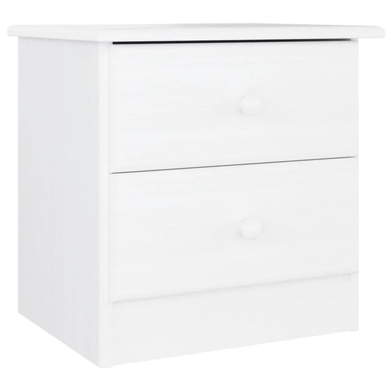 Table de chevet avec deux tiroirs 41 x 35 x 41 cm bois de pin massif blanc DEC033083