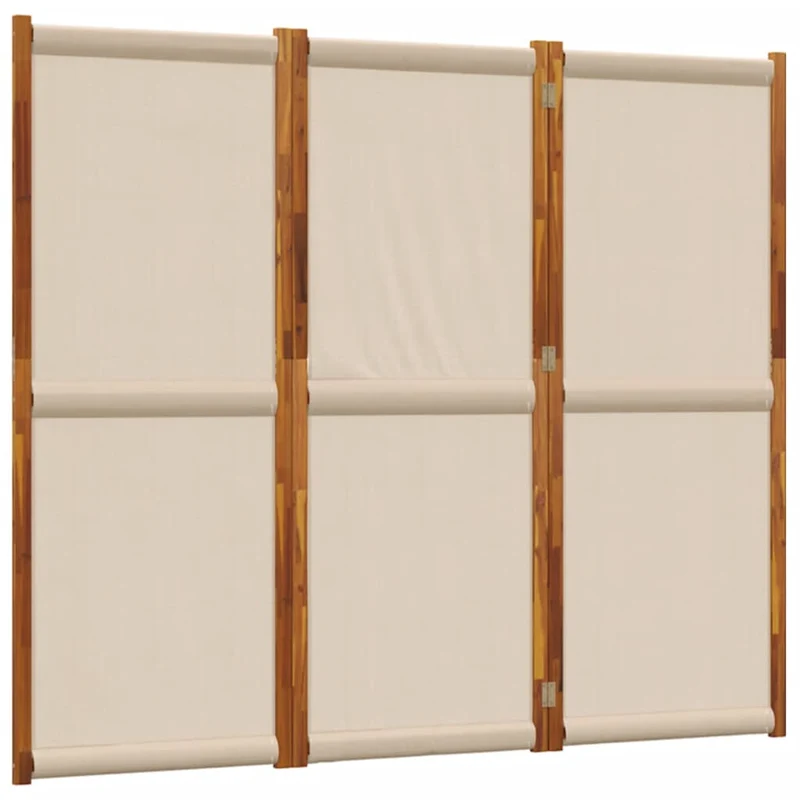 Cloison de séparation pliante en bois d’acacia massif 210 x 180 cm – Pare-vue intérieur/extérieur – 3 panneaux en textilène DEC030815