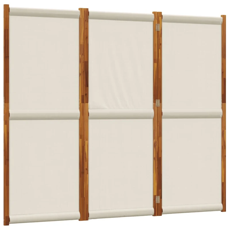 Cloison de séparation pliante 3 panneaux en bois d’acacia et textilène – Intérieur & extérieur – 210 x 180 cm – Taupe DEC030768