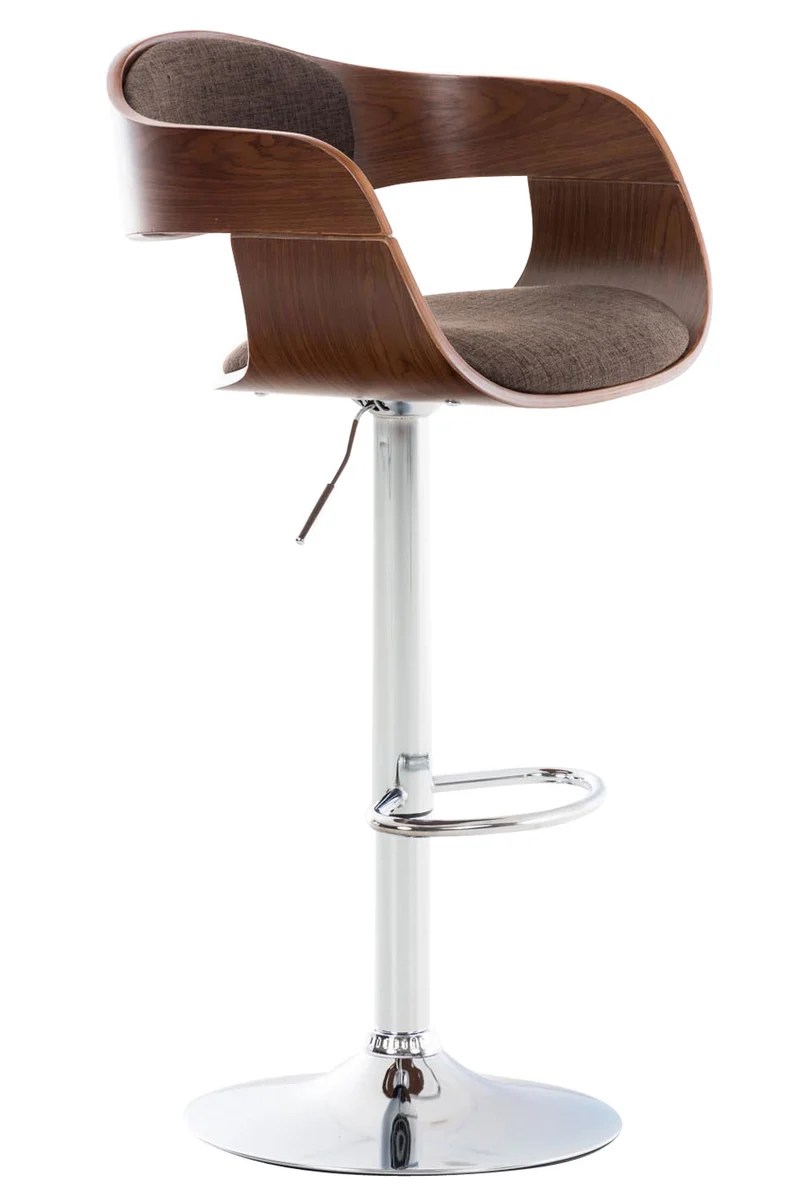 Tabouret de bar x1 design scandinave en tissu marron et structure en bois couleur noyer 10_0005045