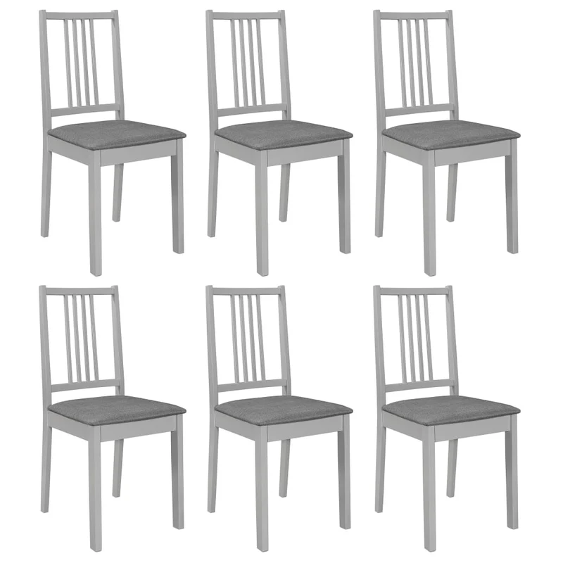 Lot de 6 chaises de salle à manger avec coussins d'assise design classique cadre en bois gris DEC025469