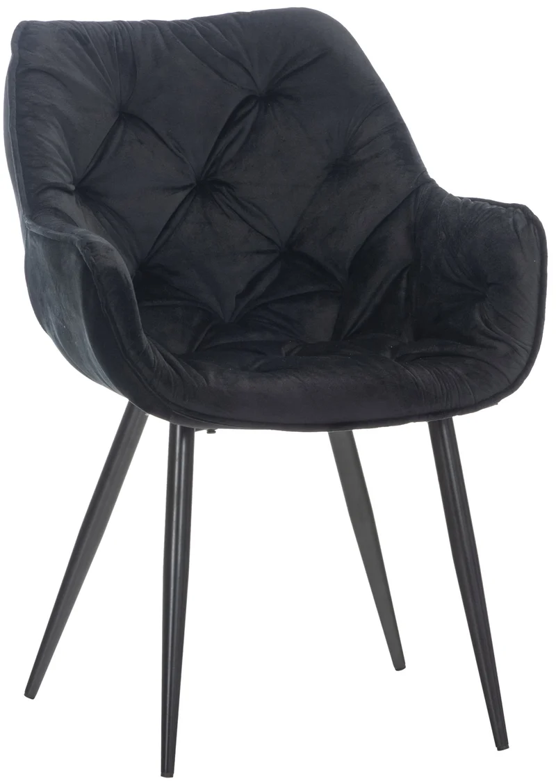 Chaise de coiffeuse salon bureau rembourré confortable et moderne capitonné velours noir FAL10525