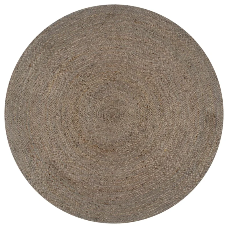 Tapis fait à la main Jute Rond 90 cm Gris DEC023457
