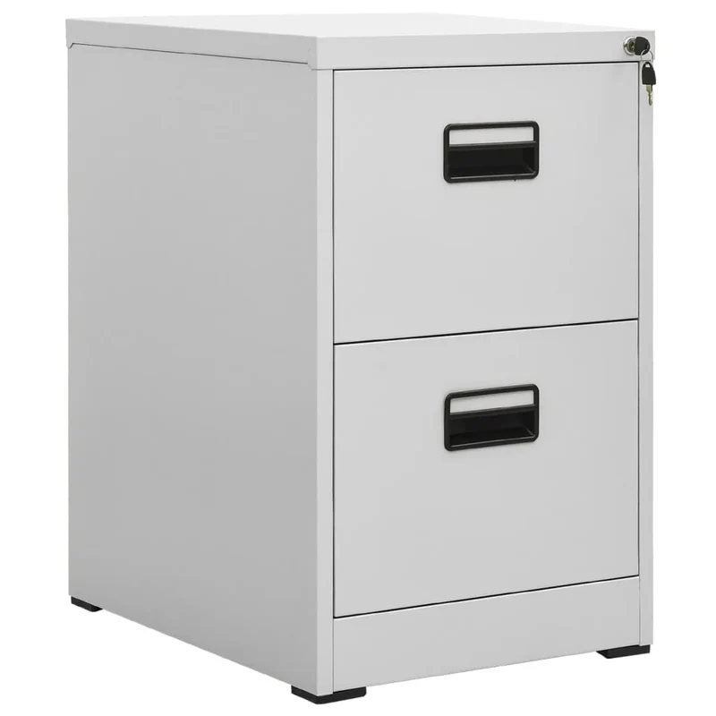 Caissons à tiroirs meuble de bureau avec 2 tiroirs et 1 serrure 46 x 62 x 72,5 cm en acier gris clair DEC024537