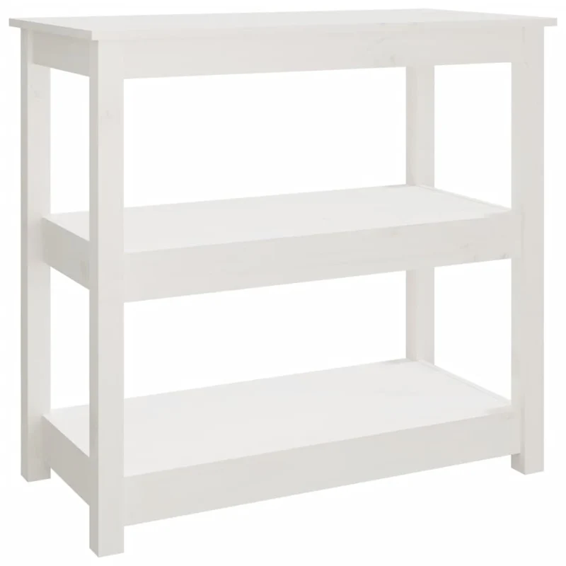 Table d'appoint console d'entrée meuble de salon avec étagères 80 x 40 x 74 cm bois massif de pin blanc DEC031719