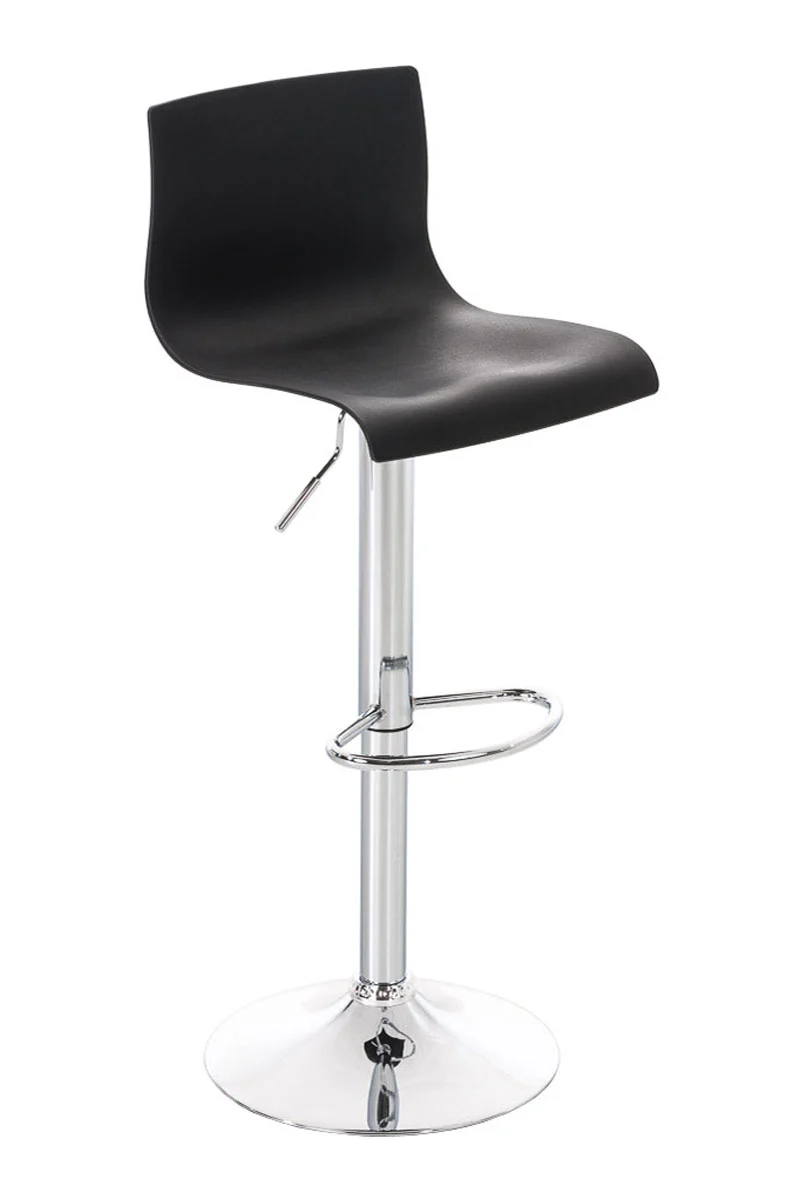 Tabouret de bar x1 avec repose-pieds pivotant dossier incurvé en plastique noir et métal chromé 10_0004937