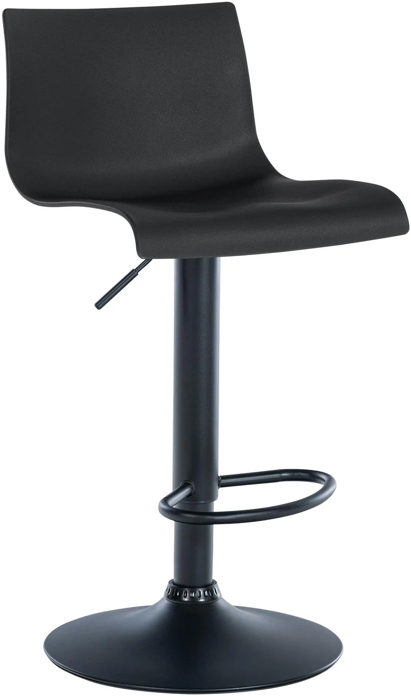 Tabouret de bar x1 design simple avec repose-pieds en plastique noir pieds en métal noir 10_0004551