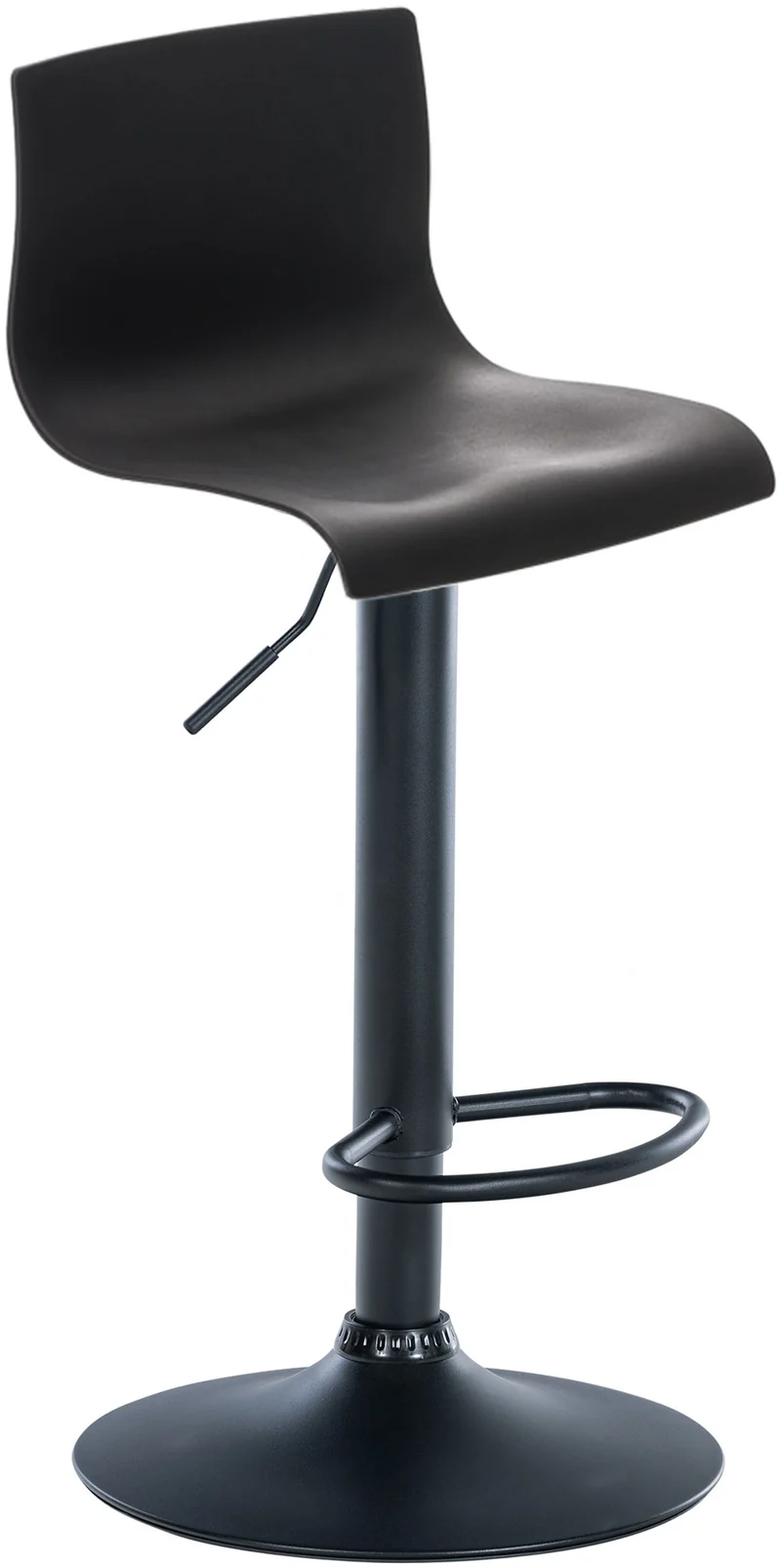 Tabouret de bar avec repose-pieds pivotant dossier incurvé en plastique noir et métal noir 10_0004933
