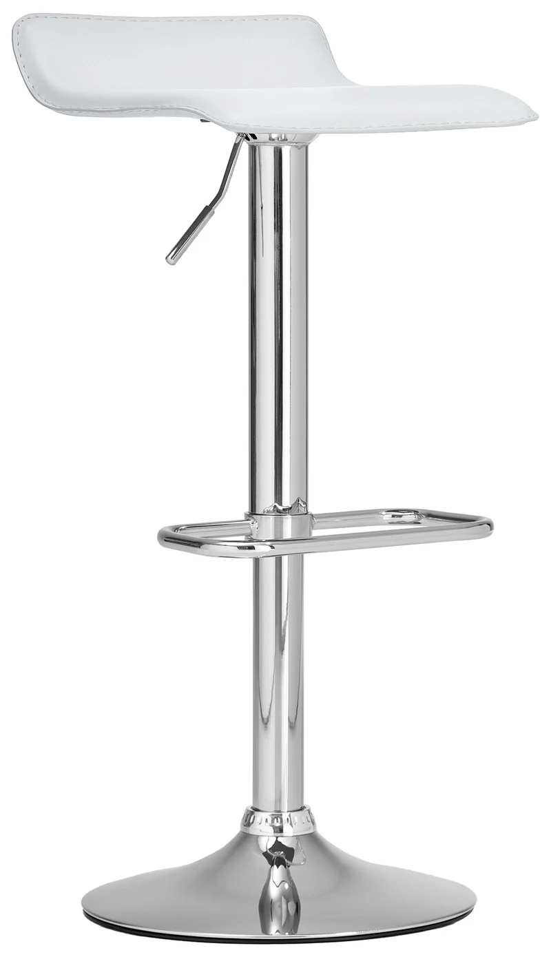 Tabouret de bar x1 avec repose-pieds siège pivotant à 360° design simple PVC blanc et métal chromé 10_0004798
