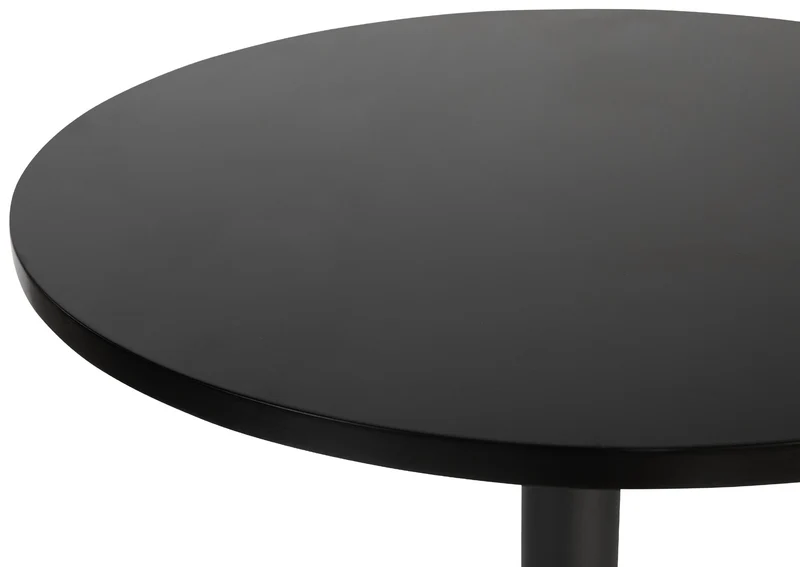 Table de bar réglable en hauteur Ø60 cm – Plateau bois noir rond pied trompette métal stable et moderne 10_0009139