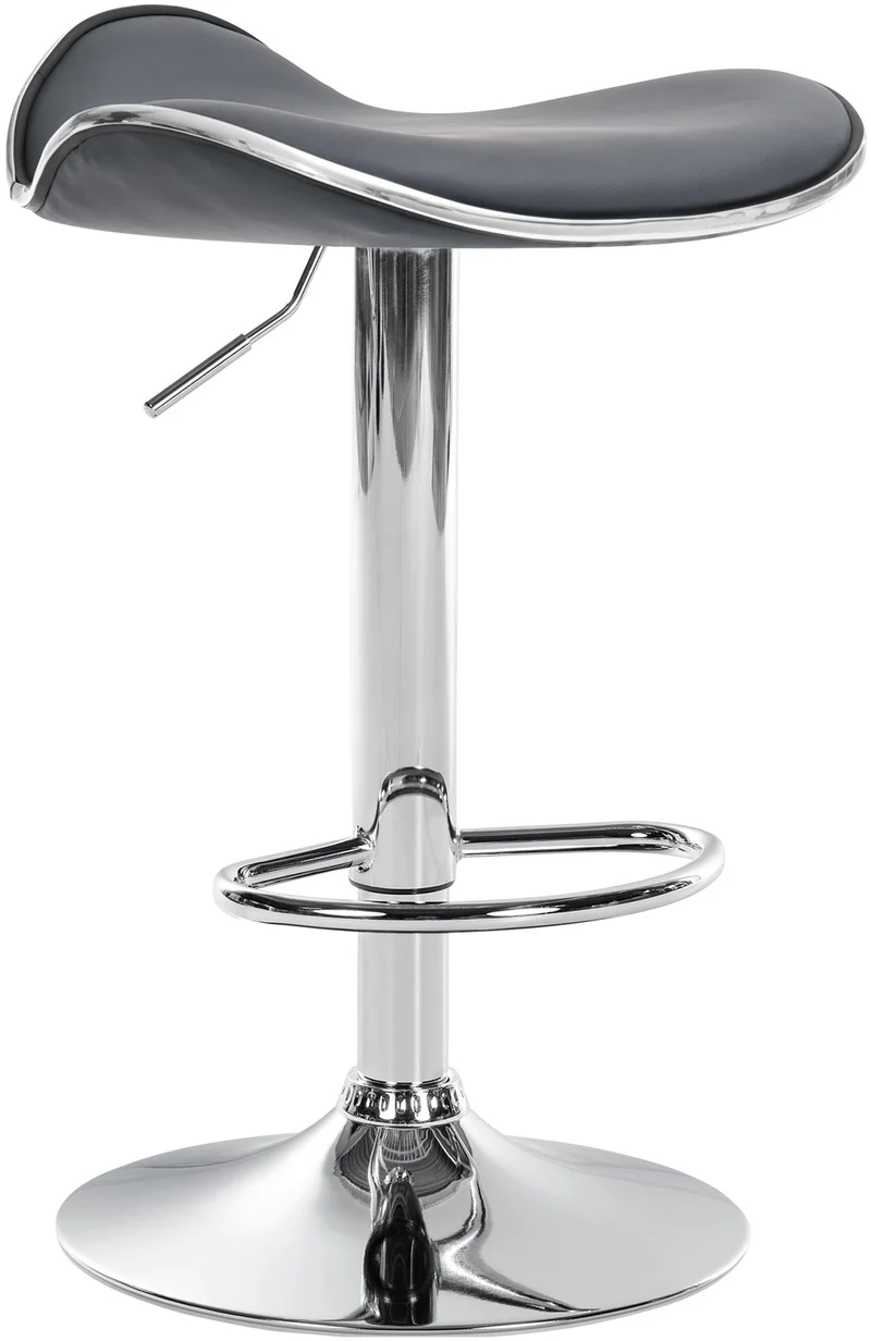 Tabouret de bar x1 assise ergonomique en PVC gris pied en trompette en métal aspect chromé 10_0005381