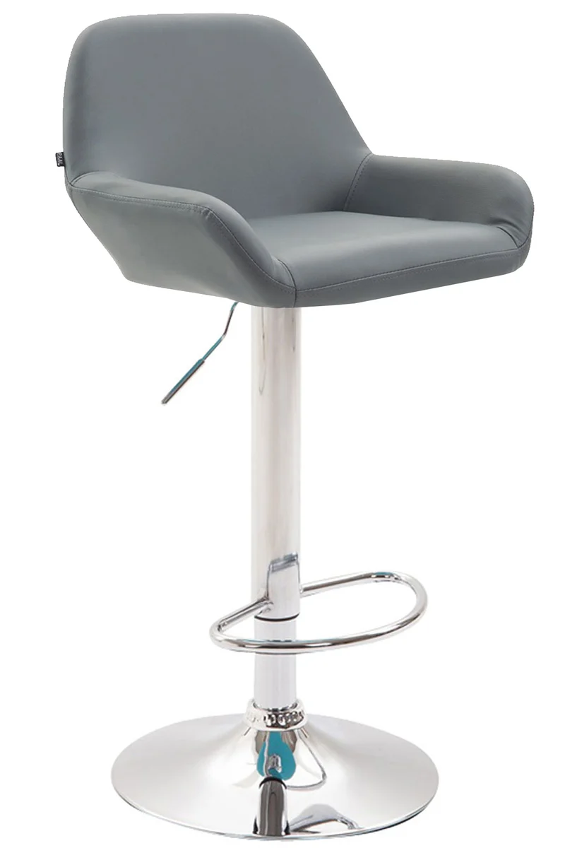 Tabouret de bar moderne et confortable en synthétique gris pieds trompette en métal chromé 10_0000305
