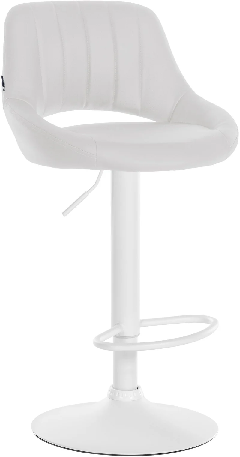 Tabouret de bar chaise haute x1 réglables en PVC blanc dossier ajouré et pied métal blanc 10_0006100
