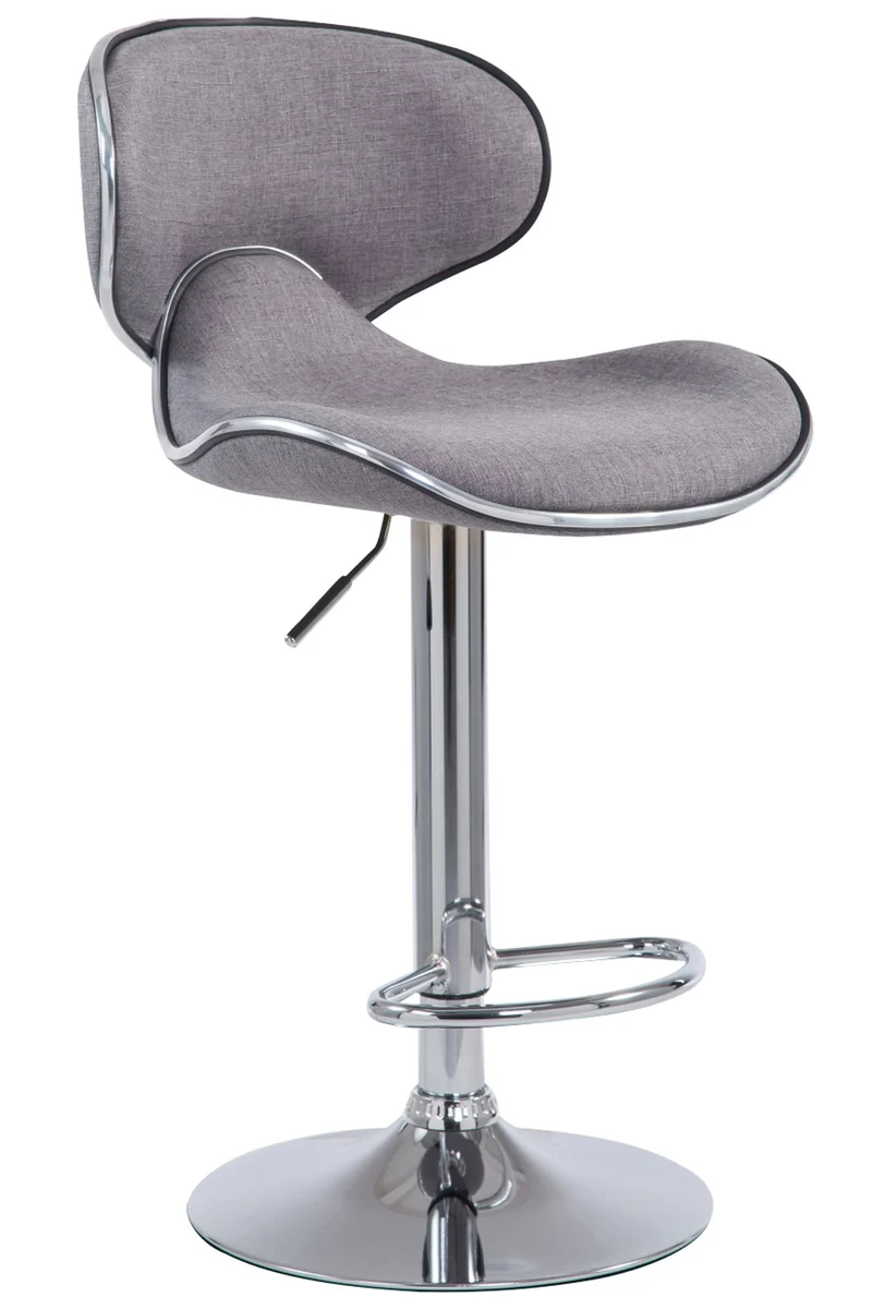 Tabouret de bar x1 pivotant design moderne en tissu gris support en métal chromé 10_0005079