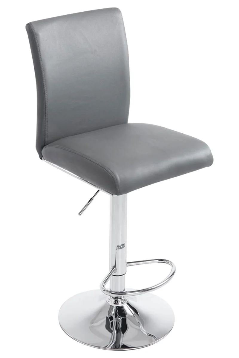 Tabouret de bar chaise haute avec repose-pieds forme trompette design moderne en synthétique gris 10_0000007