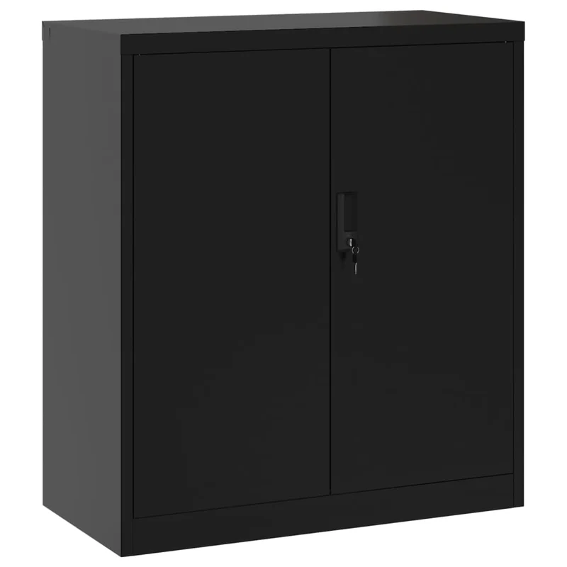 Caissons à tiroirs meuble de bureau portes verrouillables 79 x 40 x 90 cm en acier noir DEC024588