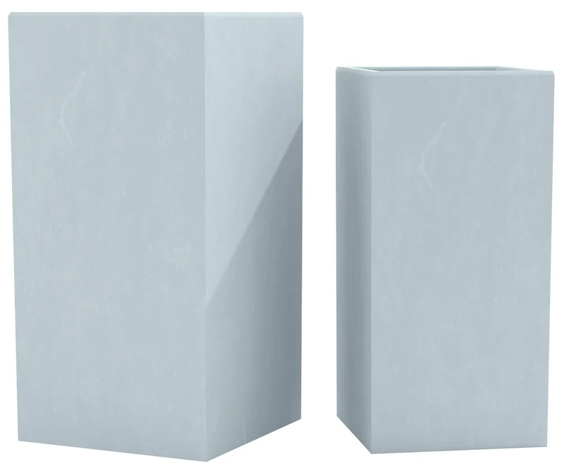 Lot de 2 pots de fleurs forme rectangle en argile fibreuse gris résistants aux intempéries 10_0007973