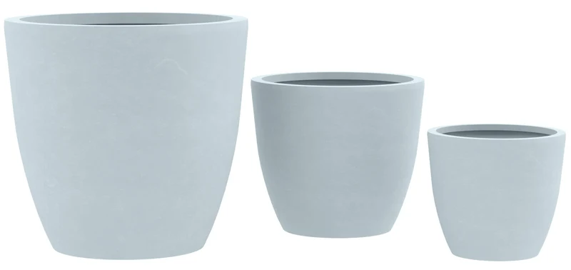 Pots de fleurs design en argile fibreuse gris – Lot de 3 tailles 10_0007961