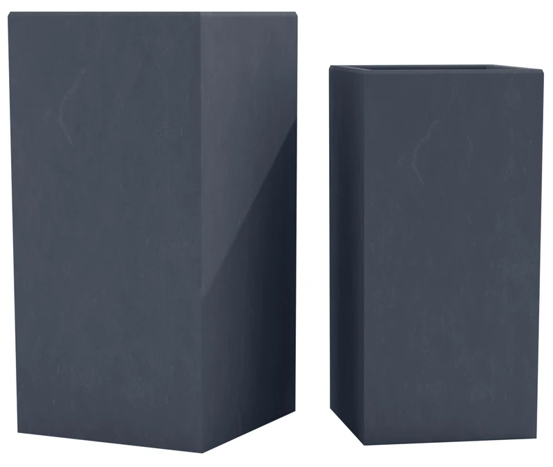 Lot de 2 pots de fleurs forme rectangle en argile fibreuse anthracite résistants aux intempéries 10_0007958