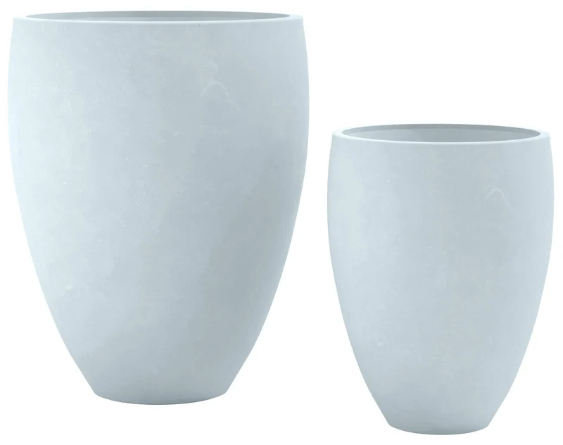 Lot de 2 pots de fleurs en argile fibreuse gris résistants aux intempéries 10_0007956