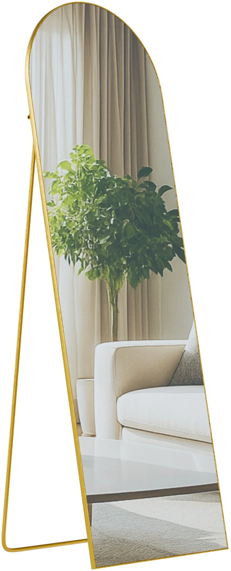 Miroir sur pied et mural en métal doré 150x50cm – Design élégant et moderne 10_0008505