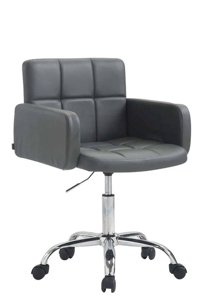 Chaise de bureau à roulettes avec dossier et accoudoirs en synthétique gris FAL10154