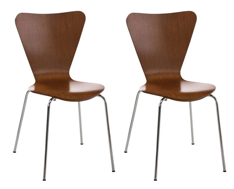 Lot de 2 chaises de séjour bureau en bois marron et métal CDS10013