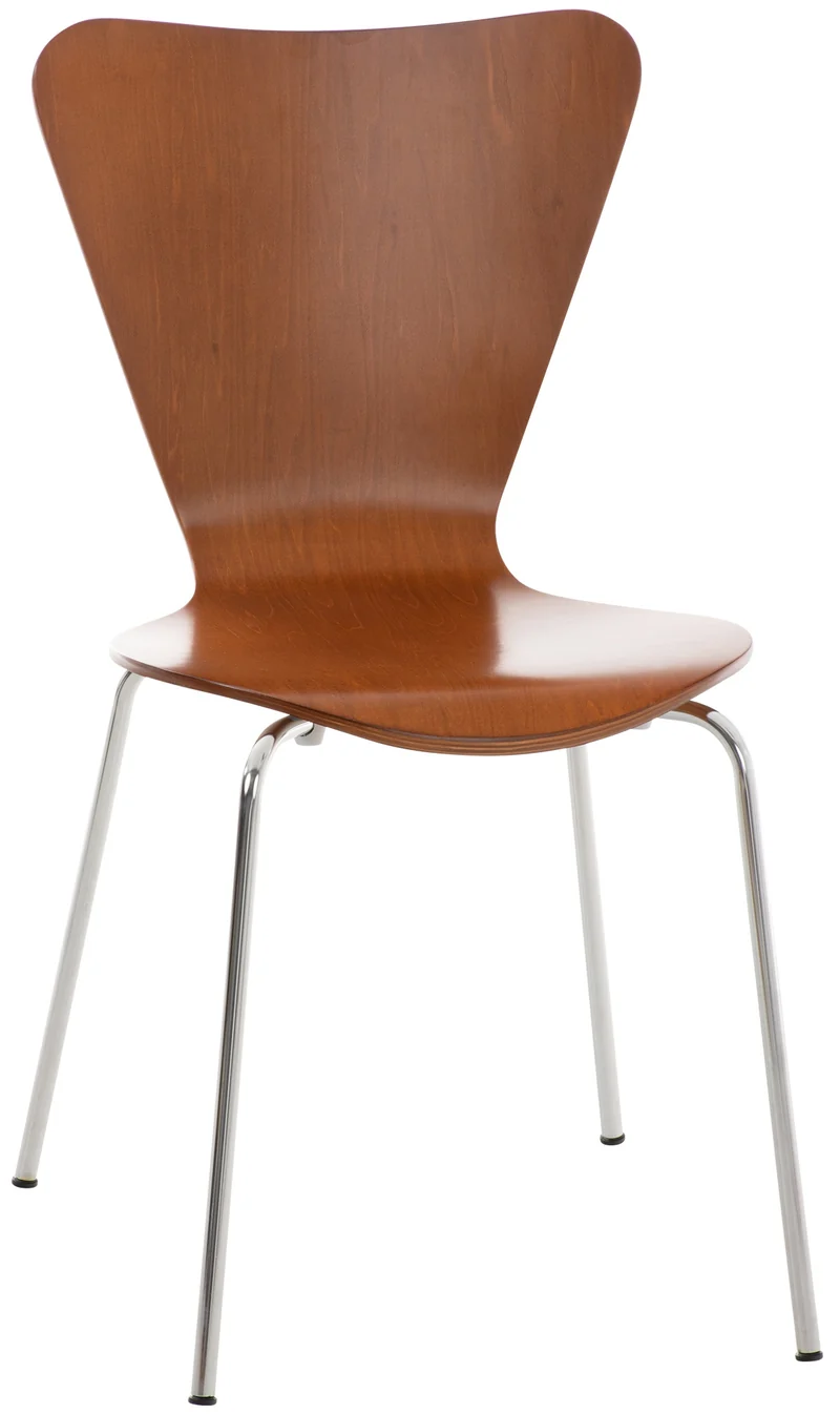 Chaise de cuisine salle à manger x1 empilable dossier triangle en bois marron et métal chromé 10_0003331