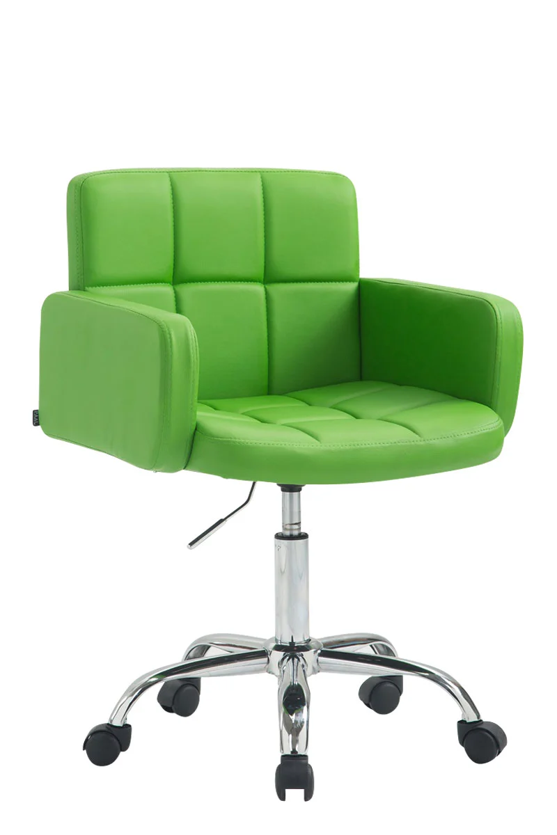 Chaise de bureau à roulettes avec dossier et accoudoirs en synthétique vert FAL10155