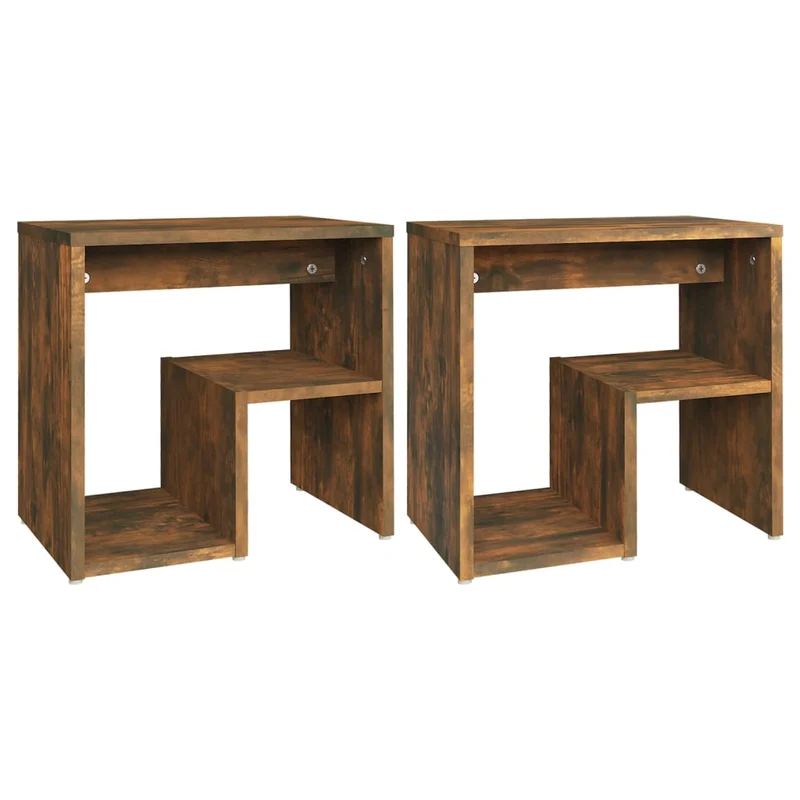 Lot de 2 tables de chevet avec étagère 40 x 30 x 40 cm bois d'ingénierie marron DEC035075