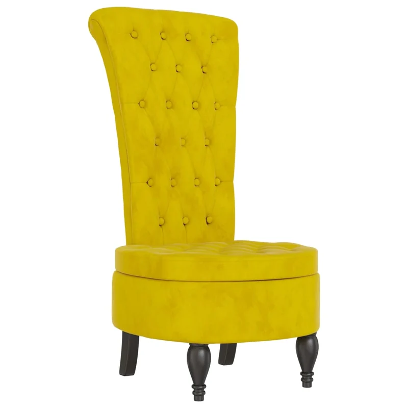 Chaise à dossier haut en velours jaune dossier captionné DEC026248