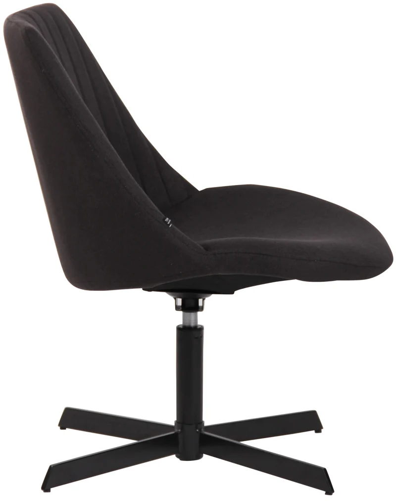 Chaise lounge design en tissu noir avec dossier à coutures verticales avec piètement étoile en métal 10_0008245