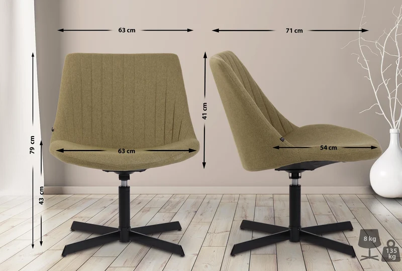 Chaise lounge design en tissu vert avec dossier à coutures verticales avec piètement étoile en métal 10_0008238