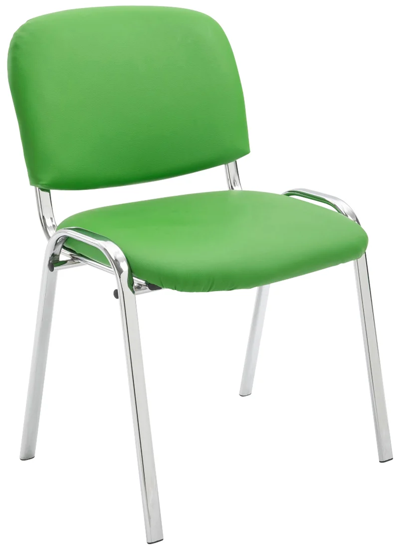Chaise visiteur empilable zone d'attente en PVC vert piètement à 4 pieds en métal chromé 10_0003362