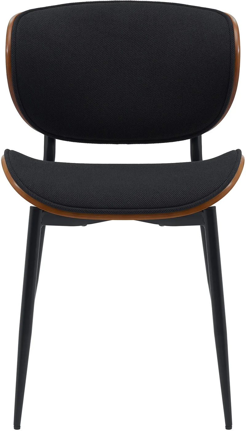 Chaise de salle à manger x1 design en tissu noir avec coque bois noyer structure métal robuste 10_0008643